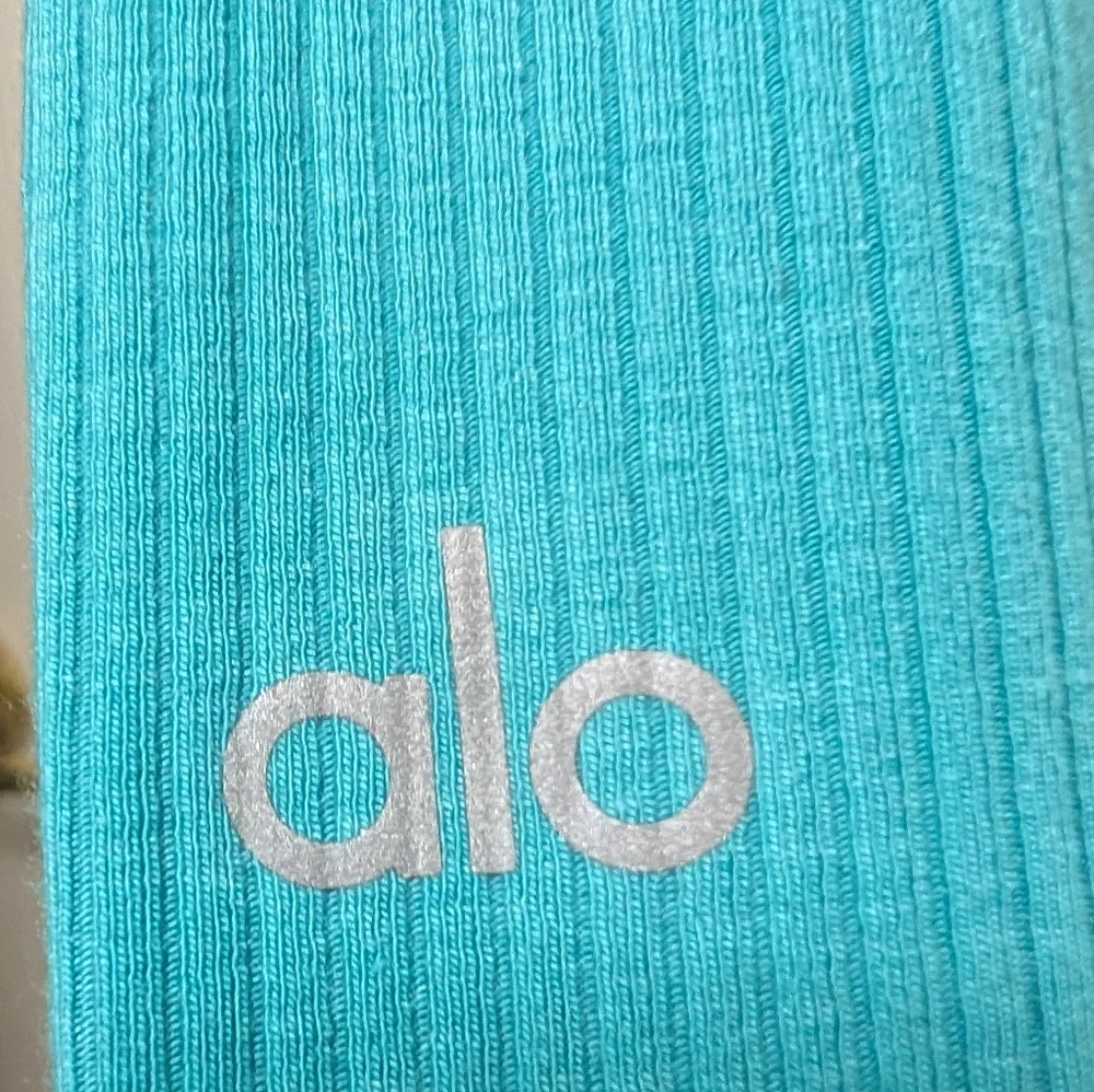 ALO Yoga Blissful High-Waisted Ribbed Leggings Teal Blue Green Size Small S